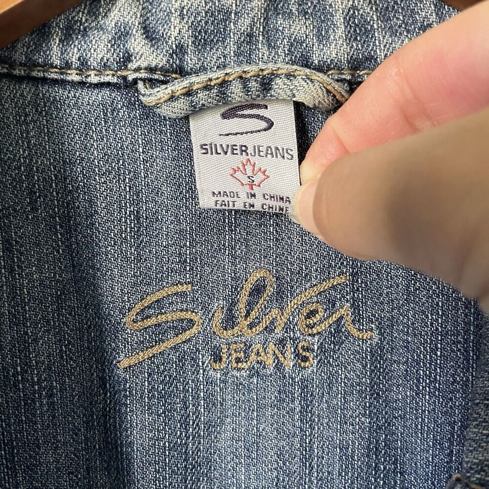 Vintage Silver Jeans Denim Jacket Coat y2k 2000's Blue Cotton Women's Small - Picture 6 of 7